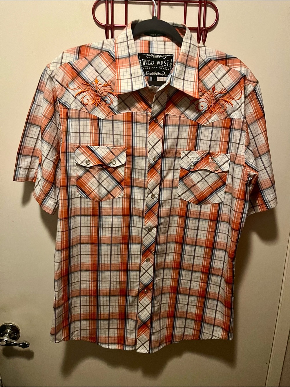 Wild West Orange Plaid Short-Sleeve Button-Down Shirt